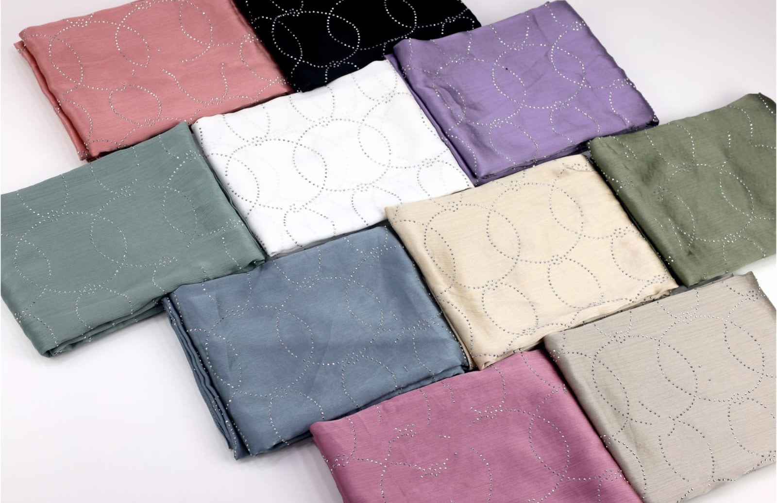 BeingMuslims Floral Crystal Muna Satin Hijab Pack of 10