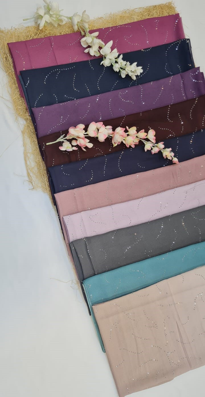 BeingMuslims Trendy Minimal Stone Pattern Georgette Hijab Pack of 10