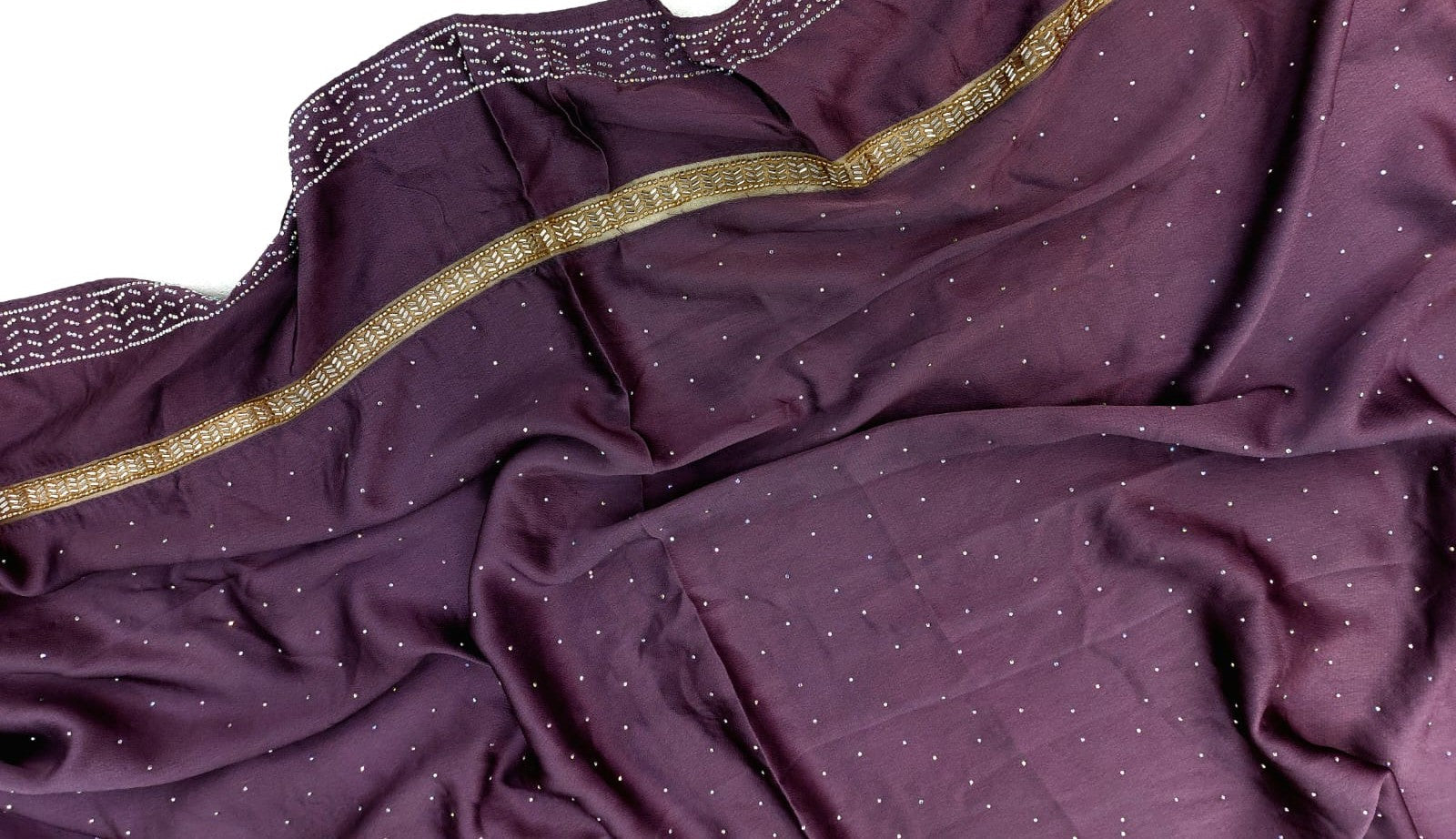 BeingMuslims Luxurious Crystal Studded Dot Work Satin Hijab Pack of 5