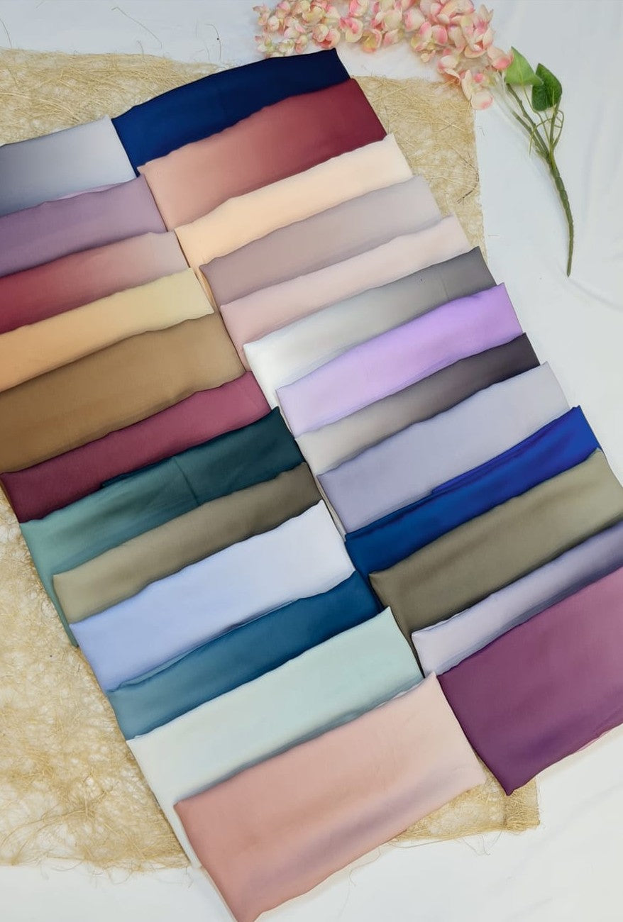 BeingMuslims Plain Solid Smooth Finish Chiffon hijab Pack of 25