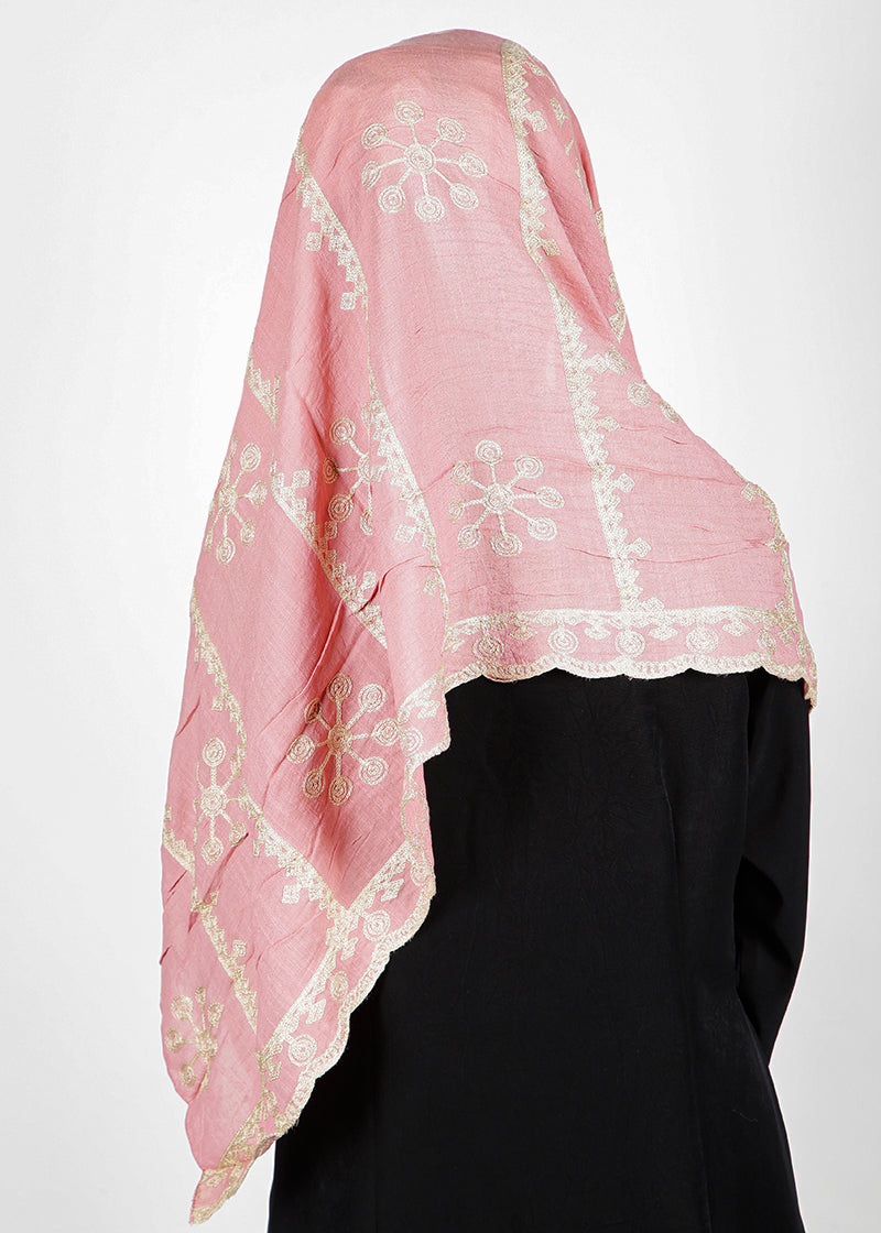 BeingMuslims Desginer Embroidered Cotton Hijab Light Pink Pack of 10