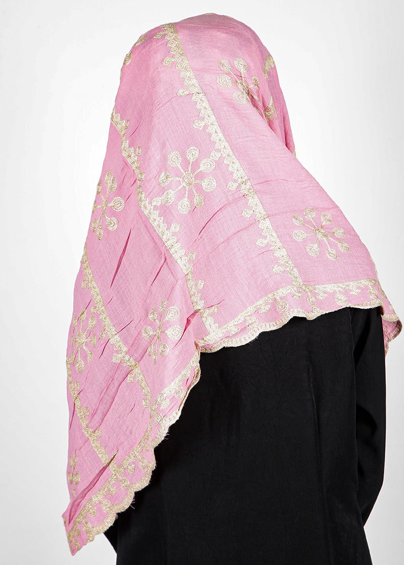 BeingMuslims Desginer Embroidered Cotton Hijab Pink Pack of 10