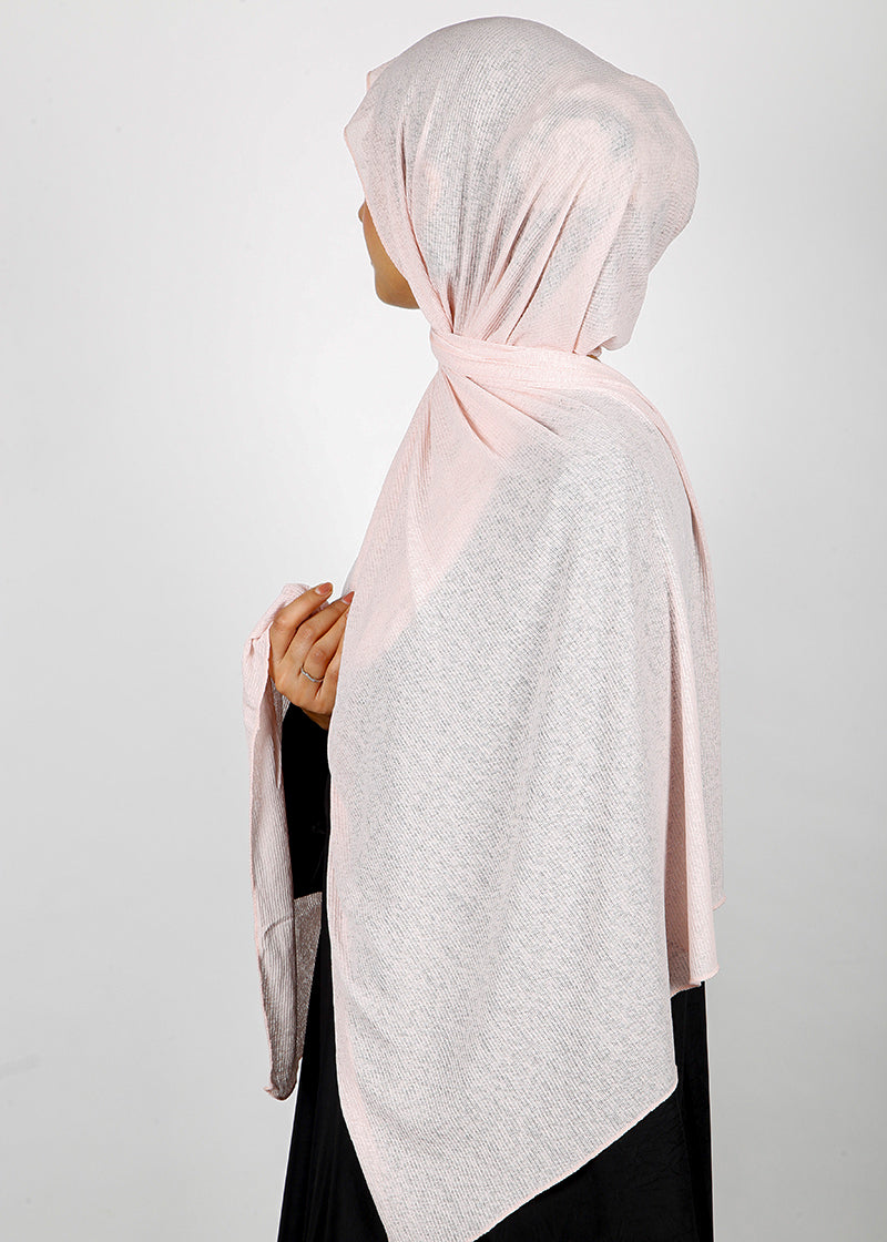 BeingMuslims Classic Ribbed Textured Jersey Hijab Baby Pink Pack of 10