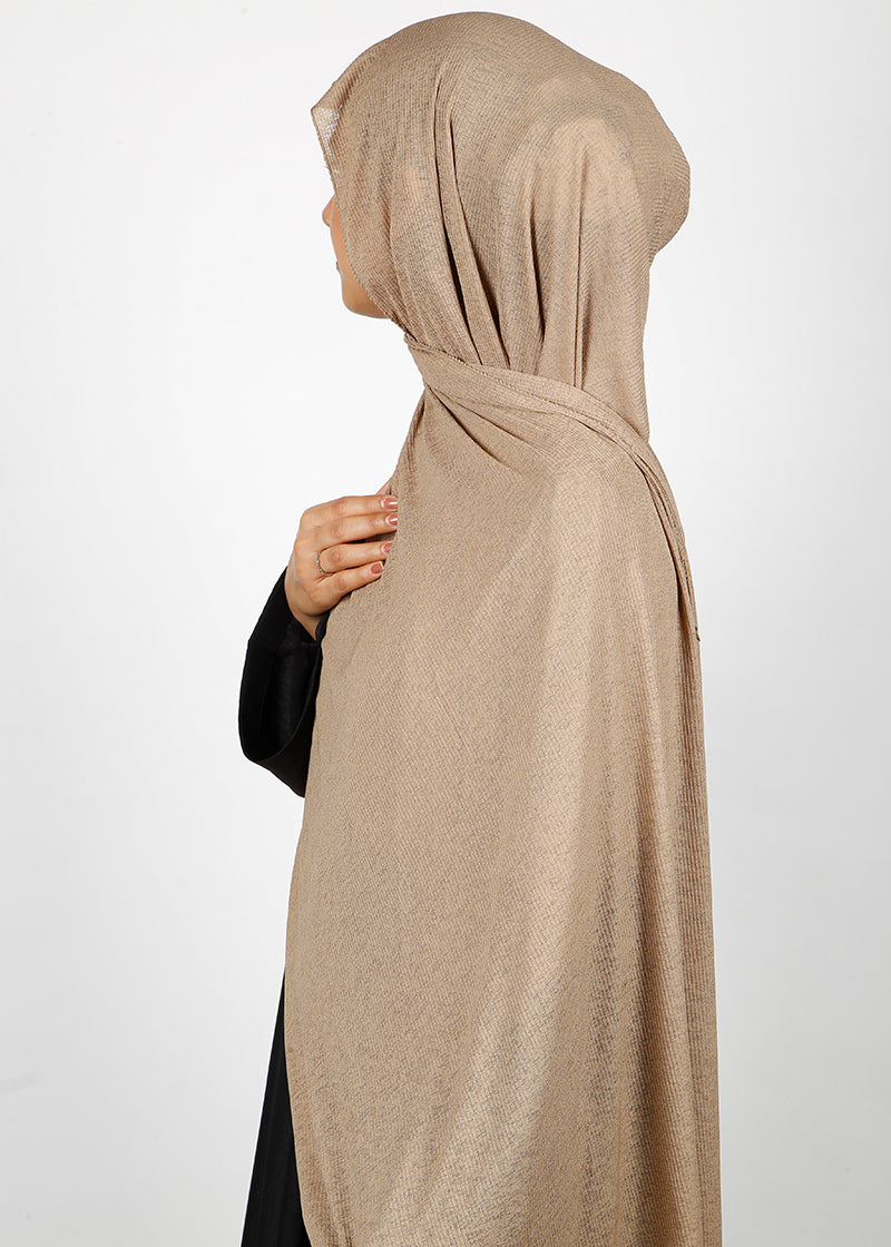 BeingMuslims Classic Ribbed Textured Jersey Hijab Dark Beige Pack of 10