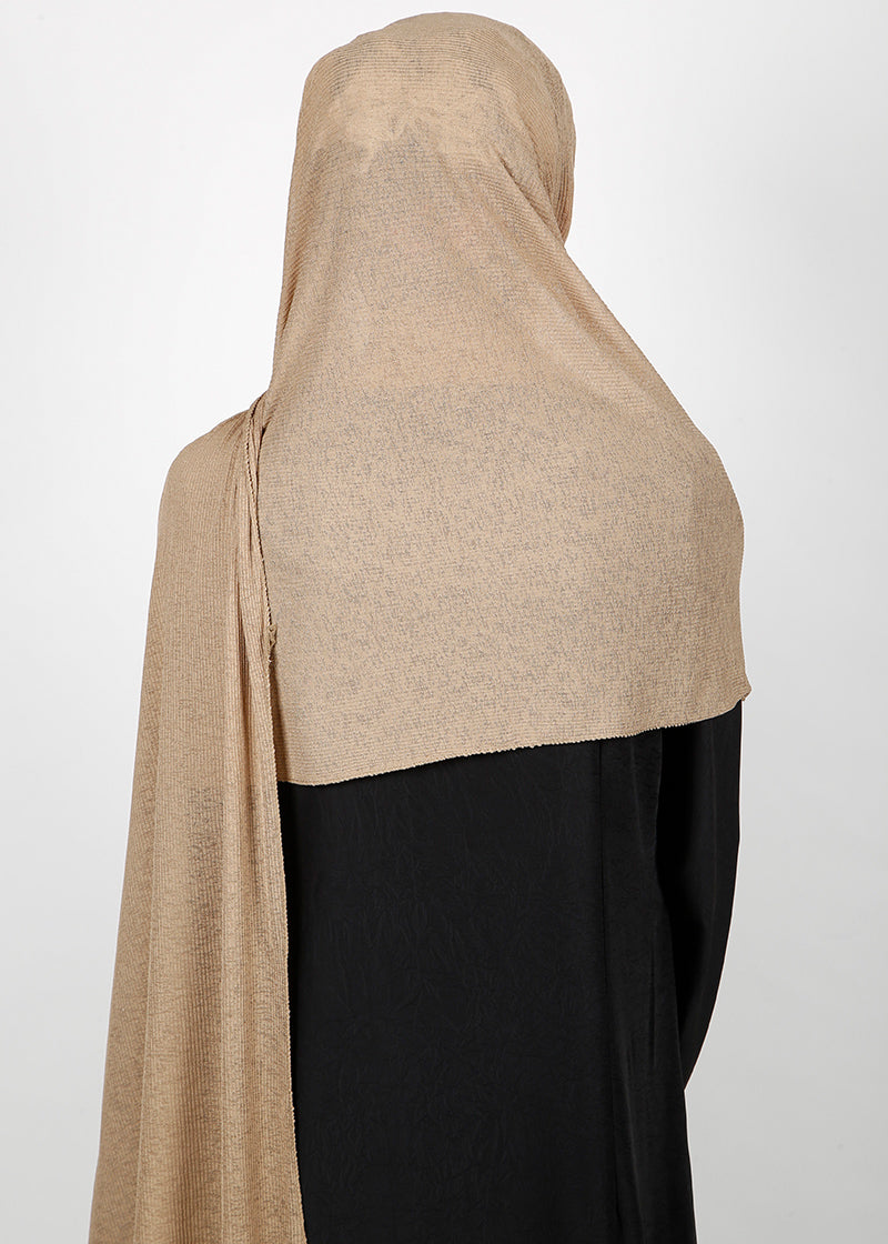 BeingMuslims Classic Ribbed Textured Jersey Hijab Dark Beige Pack of 10