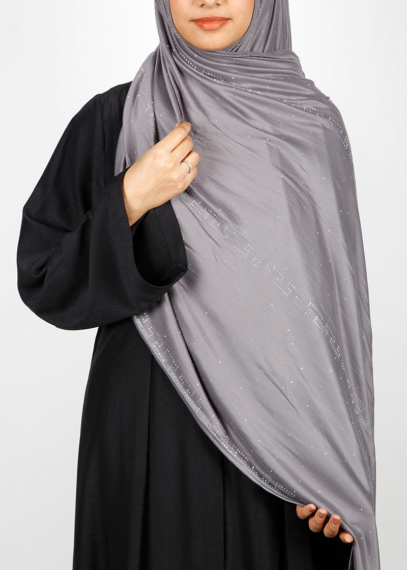 BeingMuslims Classic Ribbed Textured Jersey Hijab Grey Pack of 10