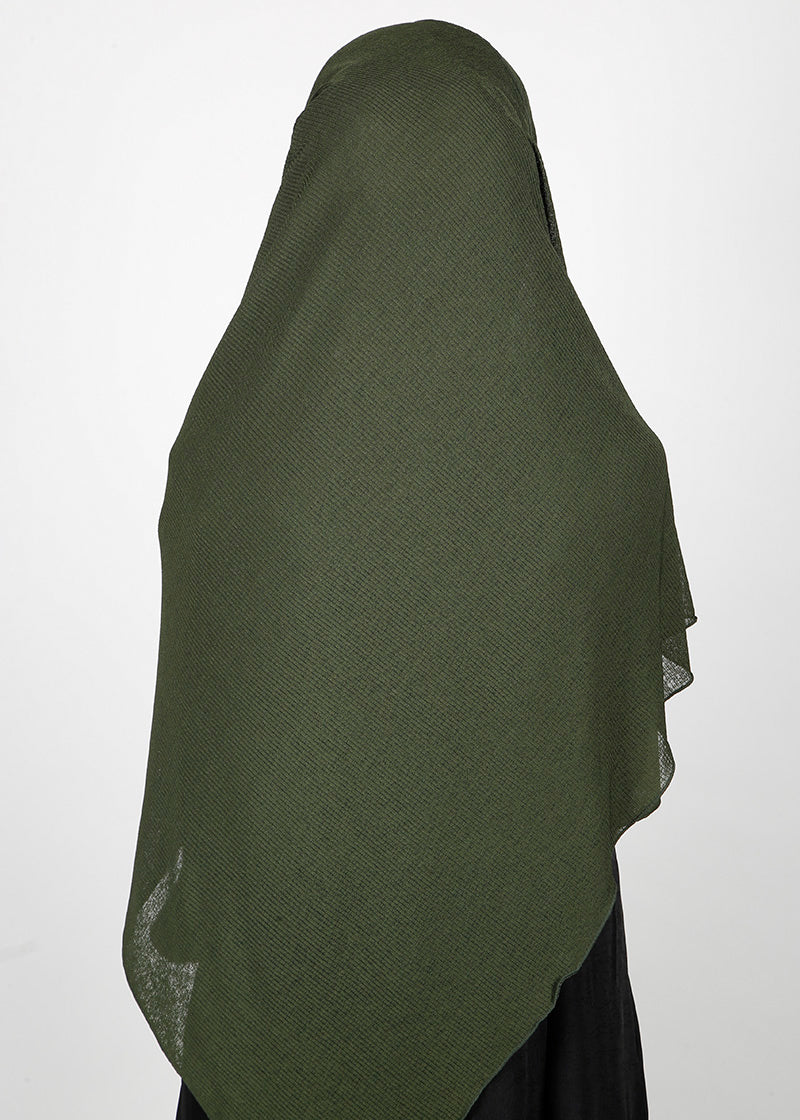 BeingMuslims Classic Ribbed Textured Jersey Hijab Olive Pack of 10