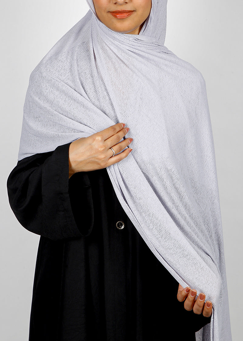 BeingMuslims Classic Ribbed Textured Jersey Hijab Silver Pack of 10