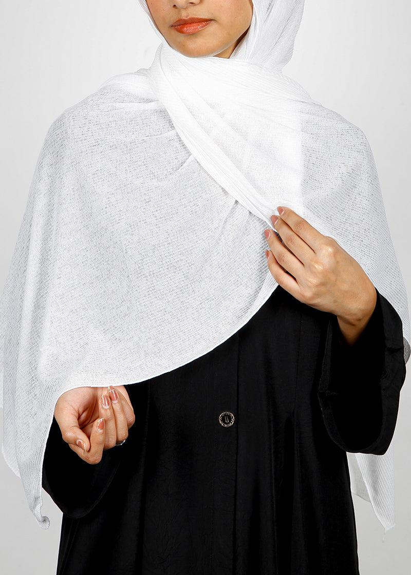 BeingMuslims Classic Ribbed Textured Jersey Hijab White Pack of 10
