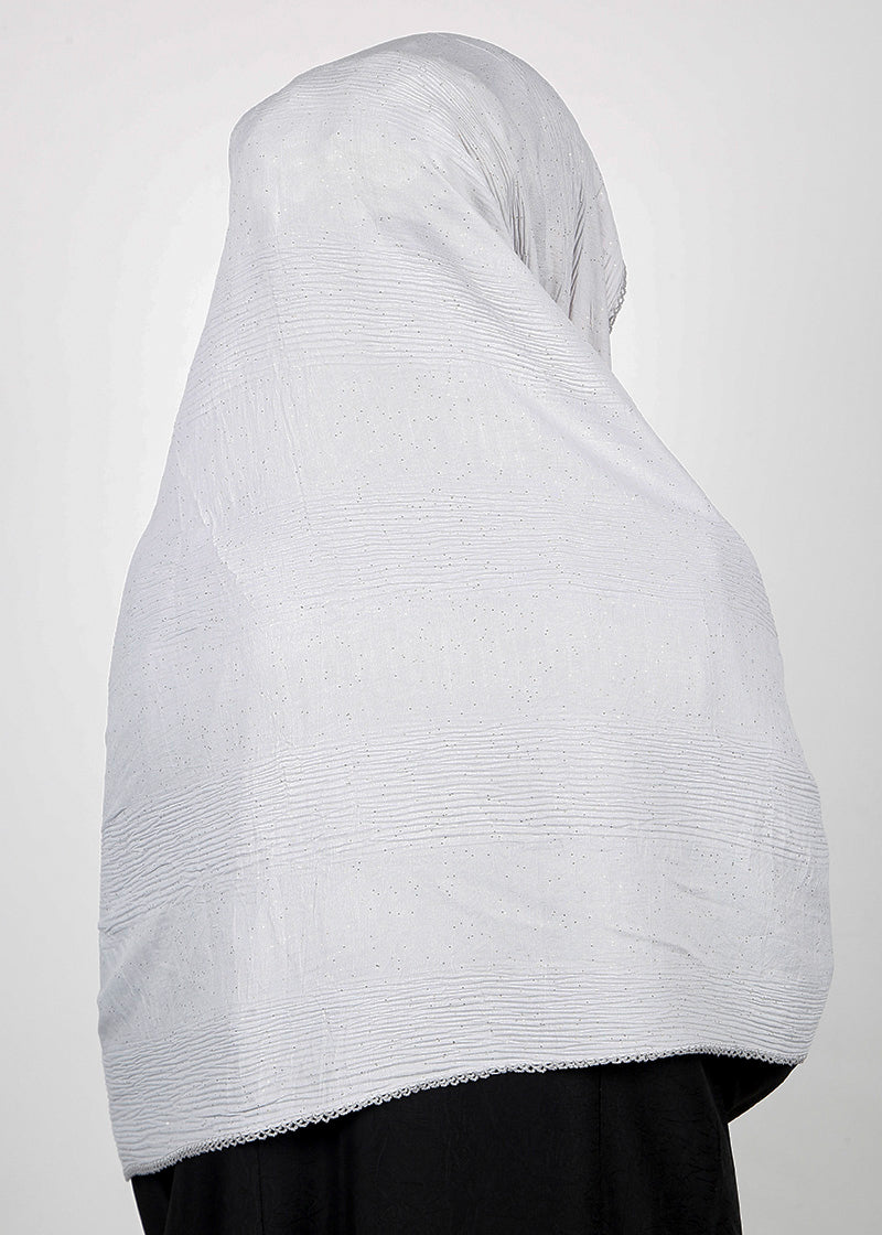 BeingMuslims Textured Mildly Sparkling Hijab Light Grey Pack of 10