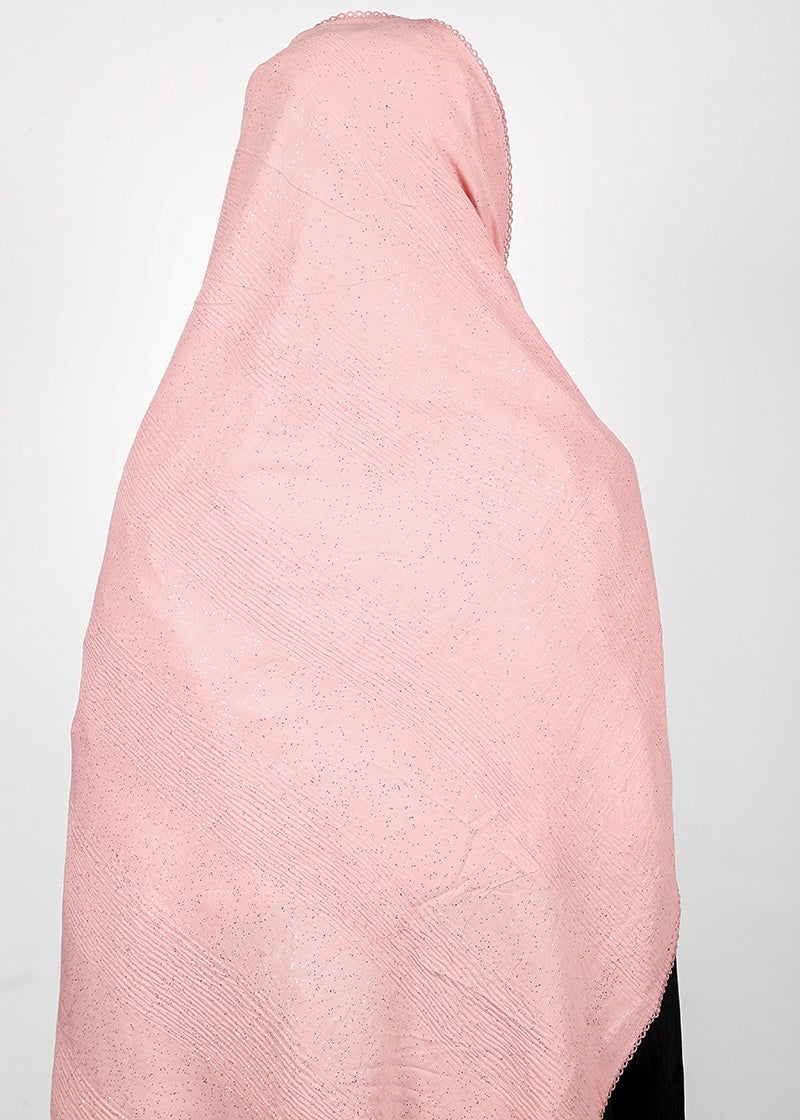 BeingMuslims Textured Mildly Sparkling Hijab Light Pink Pack of 10