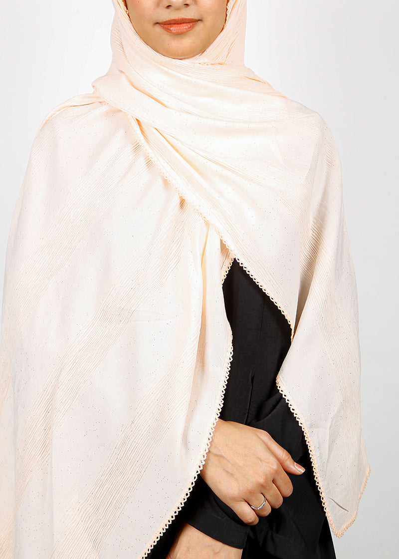 BeingMuslims Textured Mildly Sparkling Hijab Pearl Pack of 10