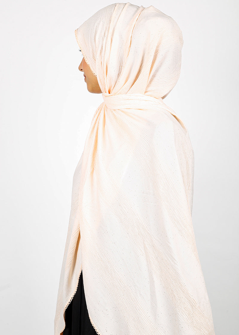 BeingMuslims Textured Mildly Sparkling Hijab Pearl Pack of 10