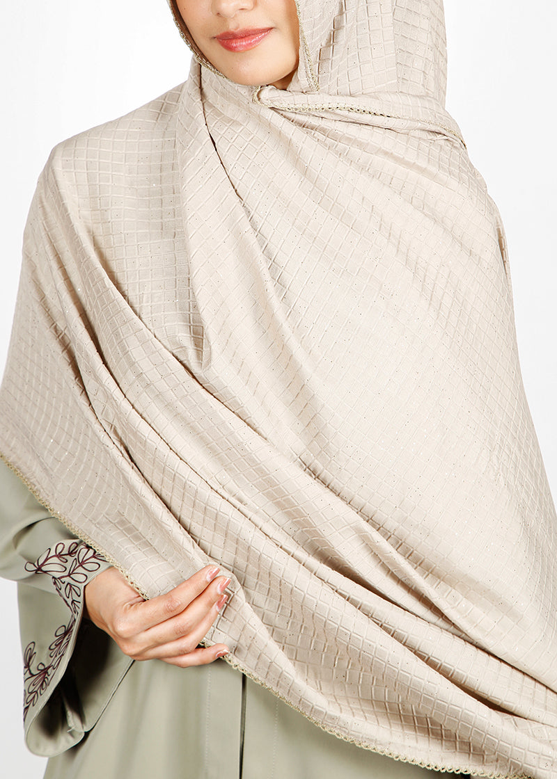BeingMuslims Square Textured Hijab Light Beige Pack of 10