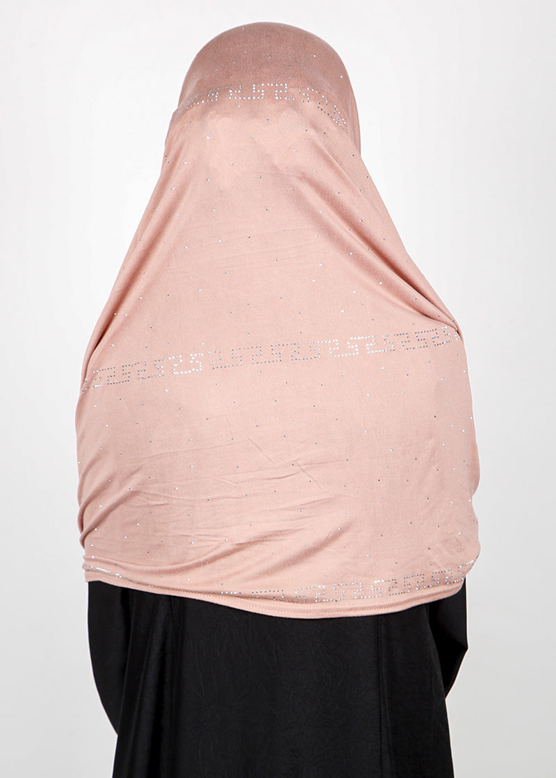 BeingMuslims Stylish Diamond Work Jersey Hijab Salmon Pack of 10