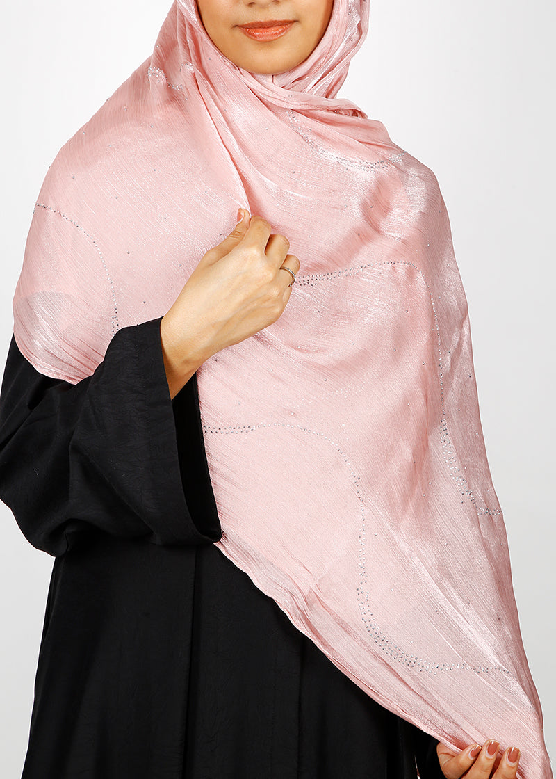 BeingMuslims Diamond Work Organza Blush Pink Hijab Blush pink Pack of 10
