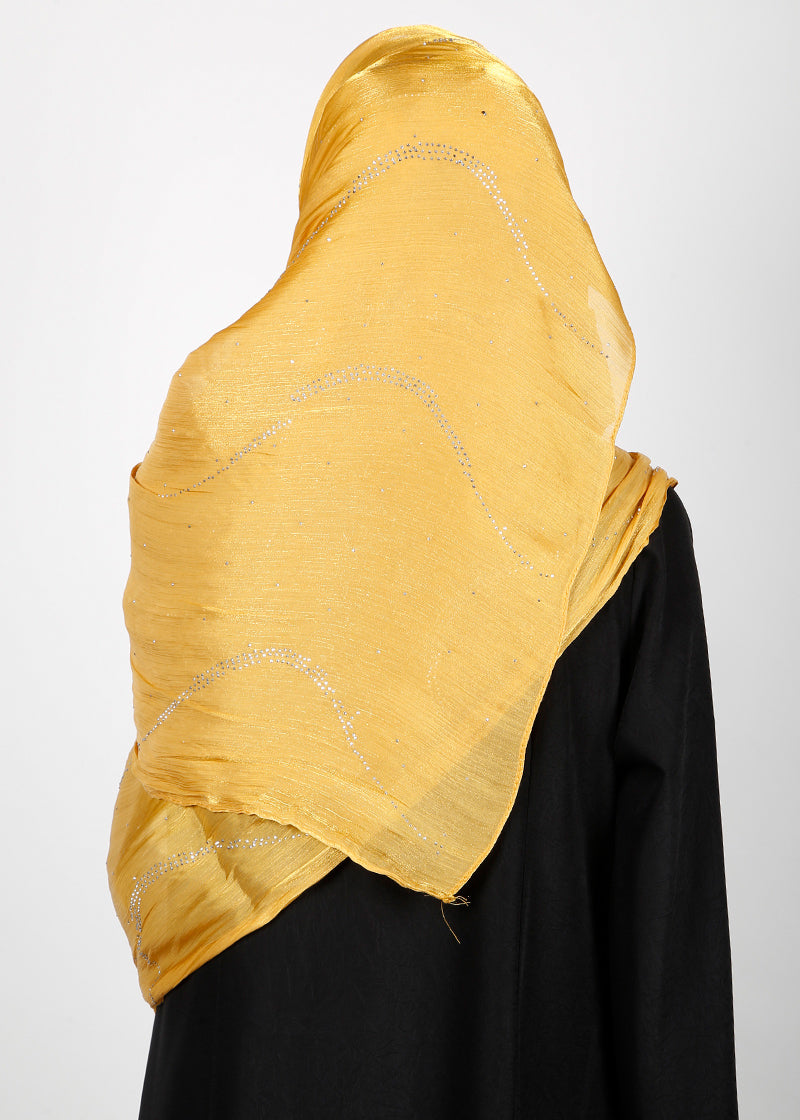 BeingMuslims Diamond Work Organza Blush Pink Hijab Yellow Pack of 10