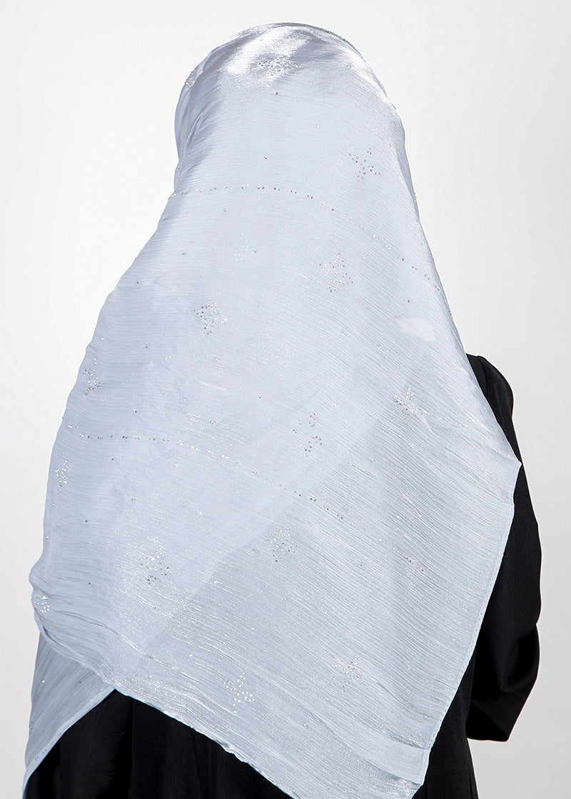 BeingMuslims Graceful Diamond Work Organza Hijab Light Blue Pack of 10