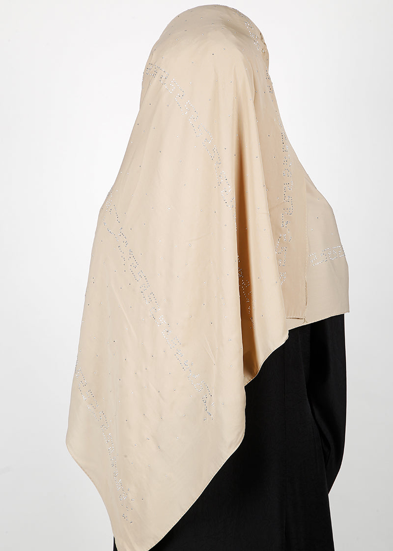 BeingMuslims Trendy Diamond Work Chiffon Hijab Almond Pack of 10