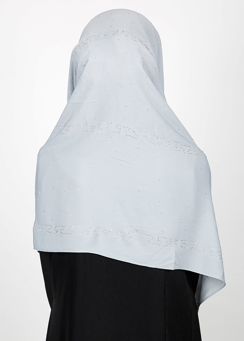 BeingMuslims Trendy Diamond Work Chiffon Hijab Ice Blue Pack of 10