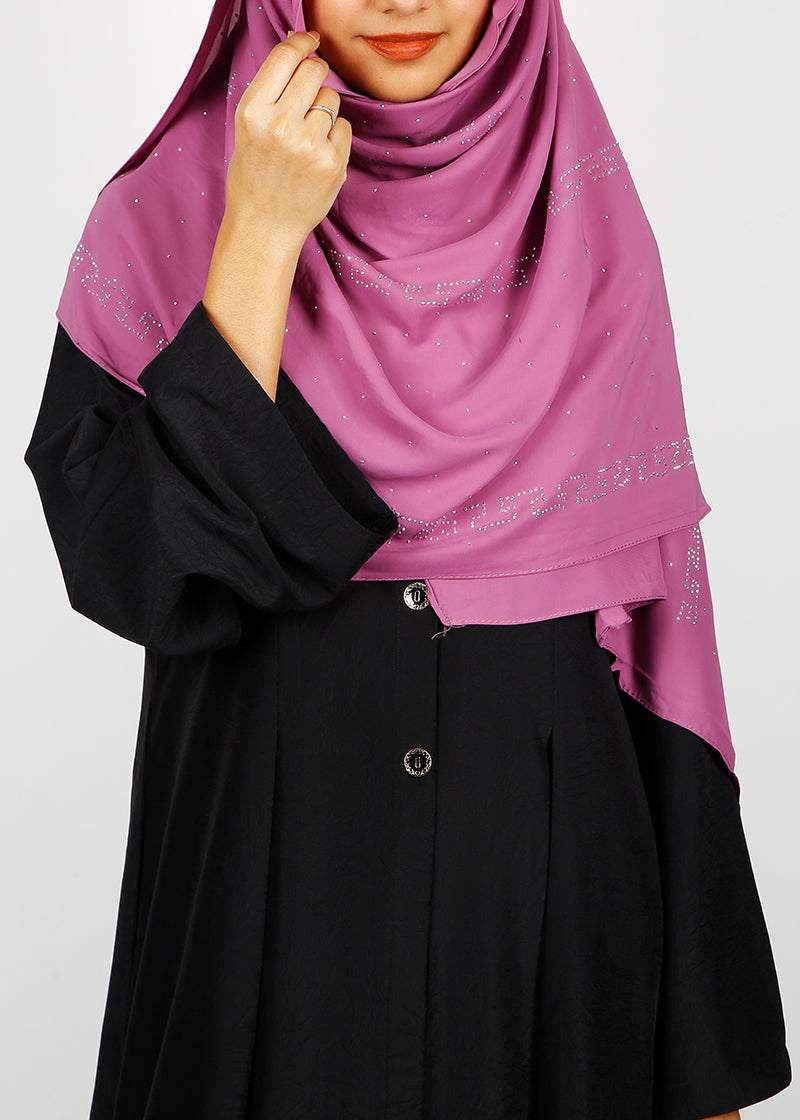 BeingMuslims Trendy Diamond Work Chiffon Hijab Mulberry Pack of 10