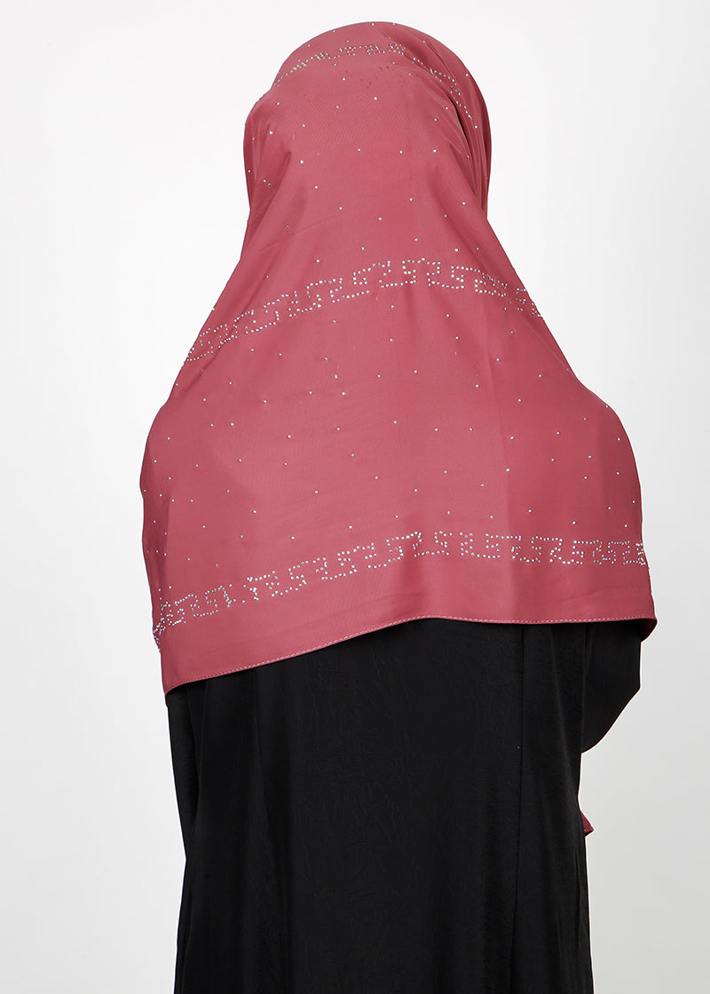 BeingMuslims Trendy Diamond Work Chiffon Hijab Rust Pack of 10