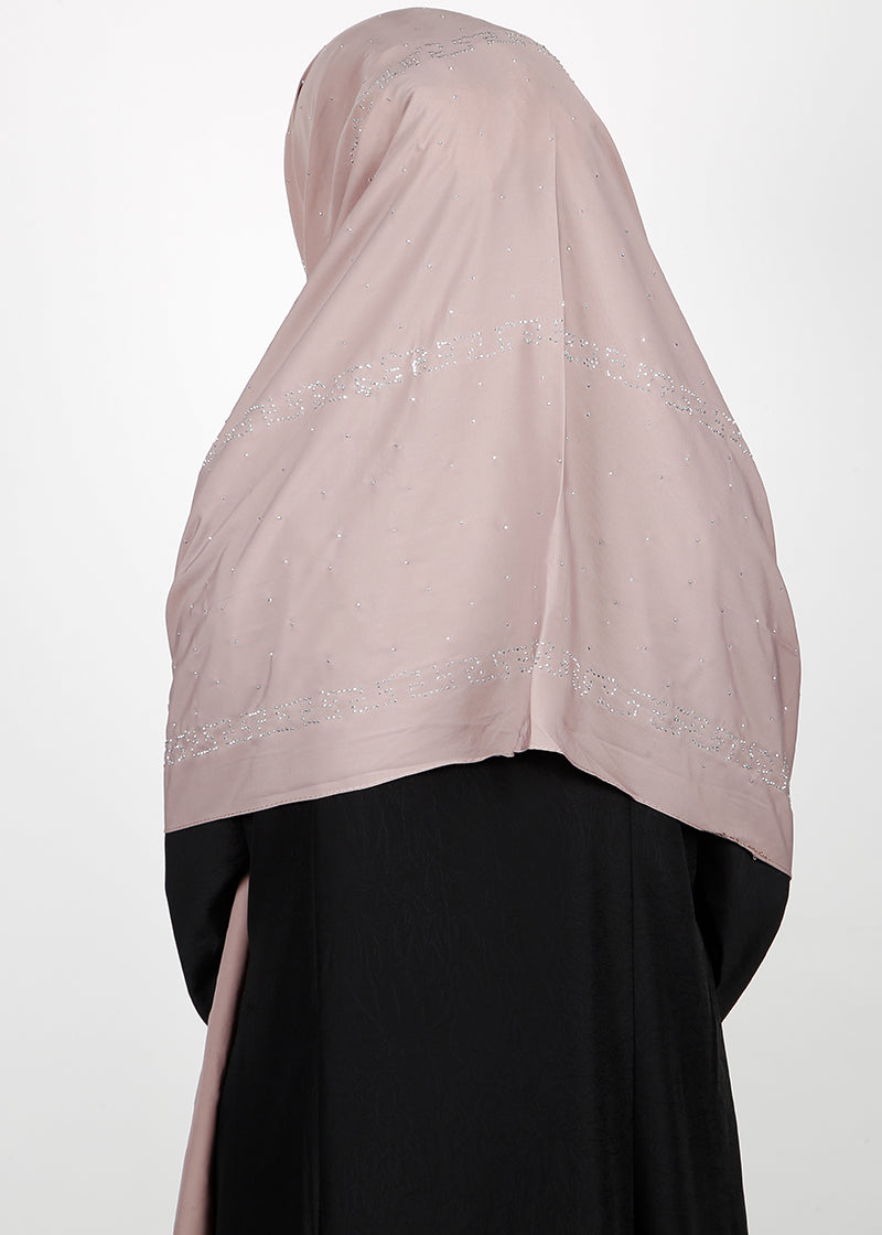 BeingMuslims Trendy Diamond Work Chiffon Hijab Taupe Pack of 10