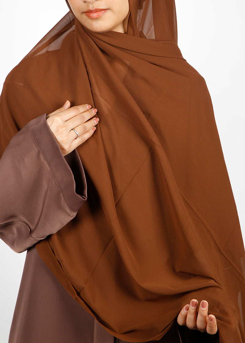 BeingMuslims Classic Luxe Georgette Hijab Brown Pack of 10