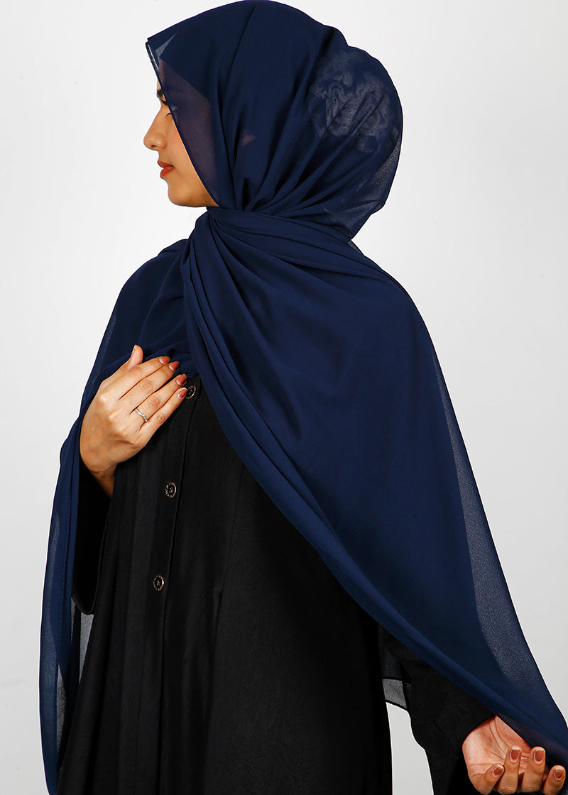BeingMuslims Classic Luxe Georgette Hijab Navy Blue Pack of 10