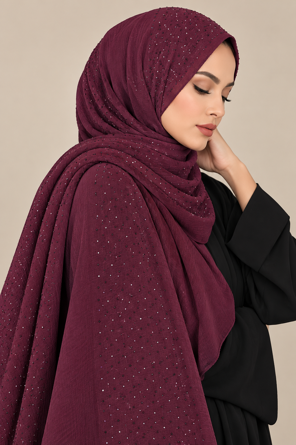 Modest Forever Scattered Crystal Dot Chiffon Hijab