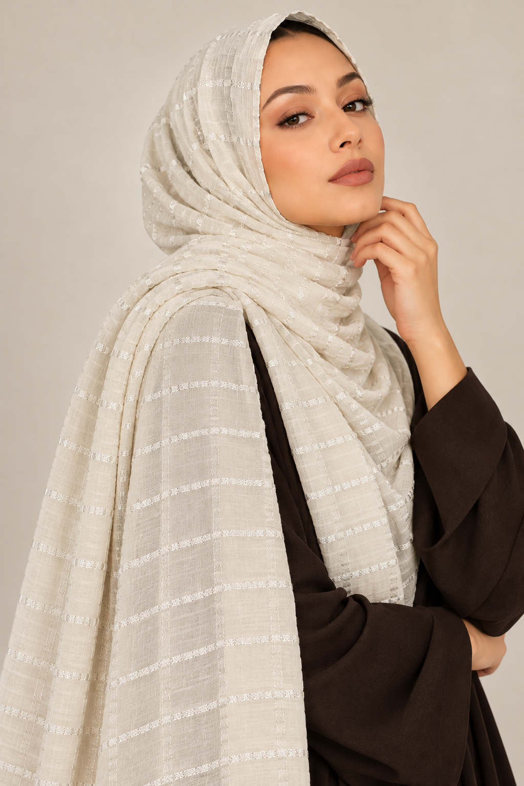Modest Forever Metallic Windowpane Chiffon Hijab