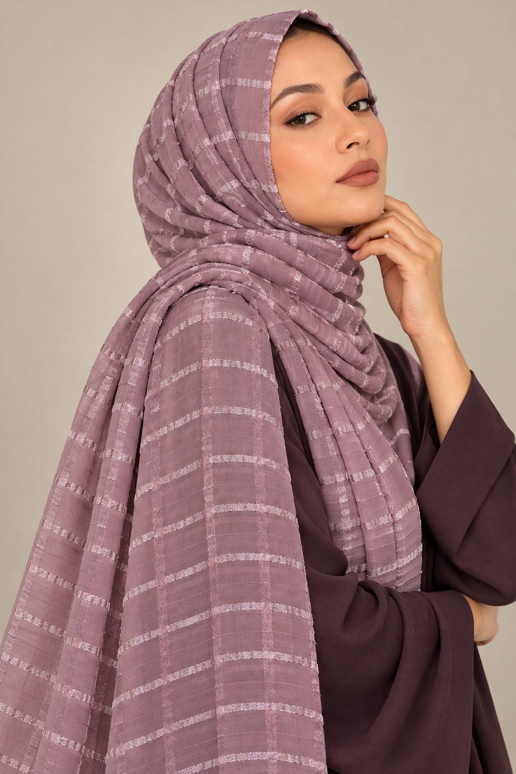 Modest Forever Metallic Windowpane Chiffon Hijab
