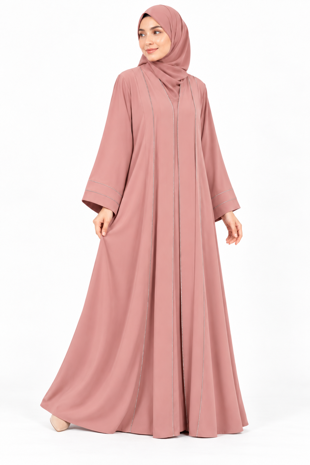 Graceful Piping Detail Abaya