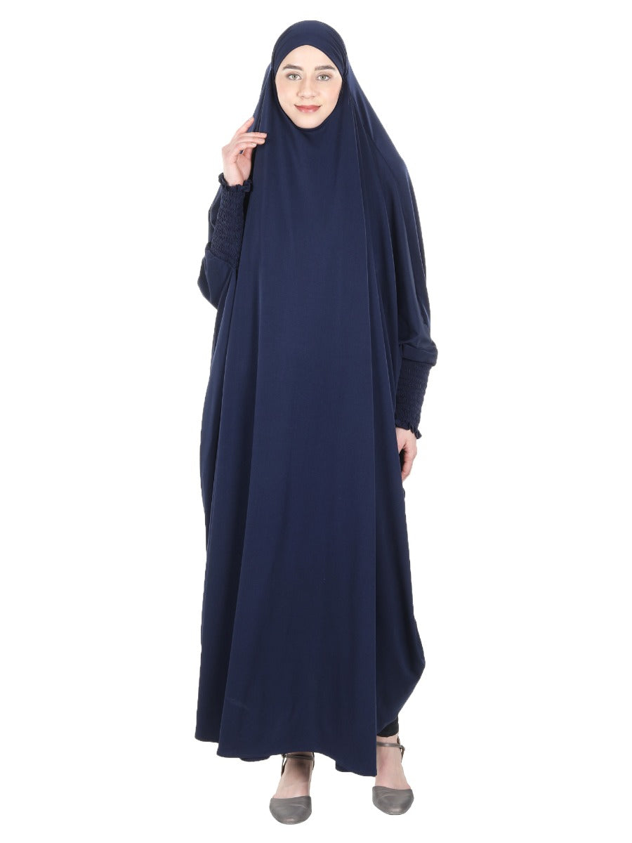 Smooth Navy Blue Jersey Full Body Jilbab Prayer Set Navy Blue