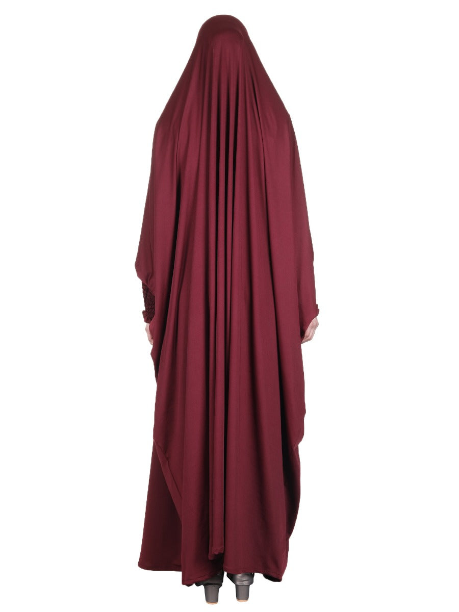 Smooth Maroon Jersey Full Body Jilbab Prayer Set Maroon