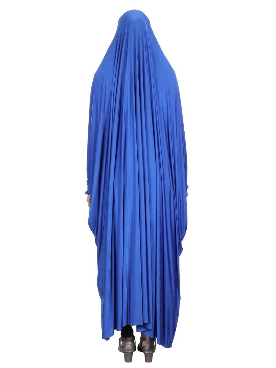 Smooth Royal Blue Jersey Full Body Jilbab Prayer Set Blue