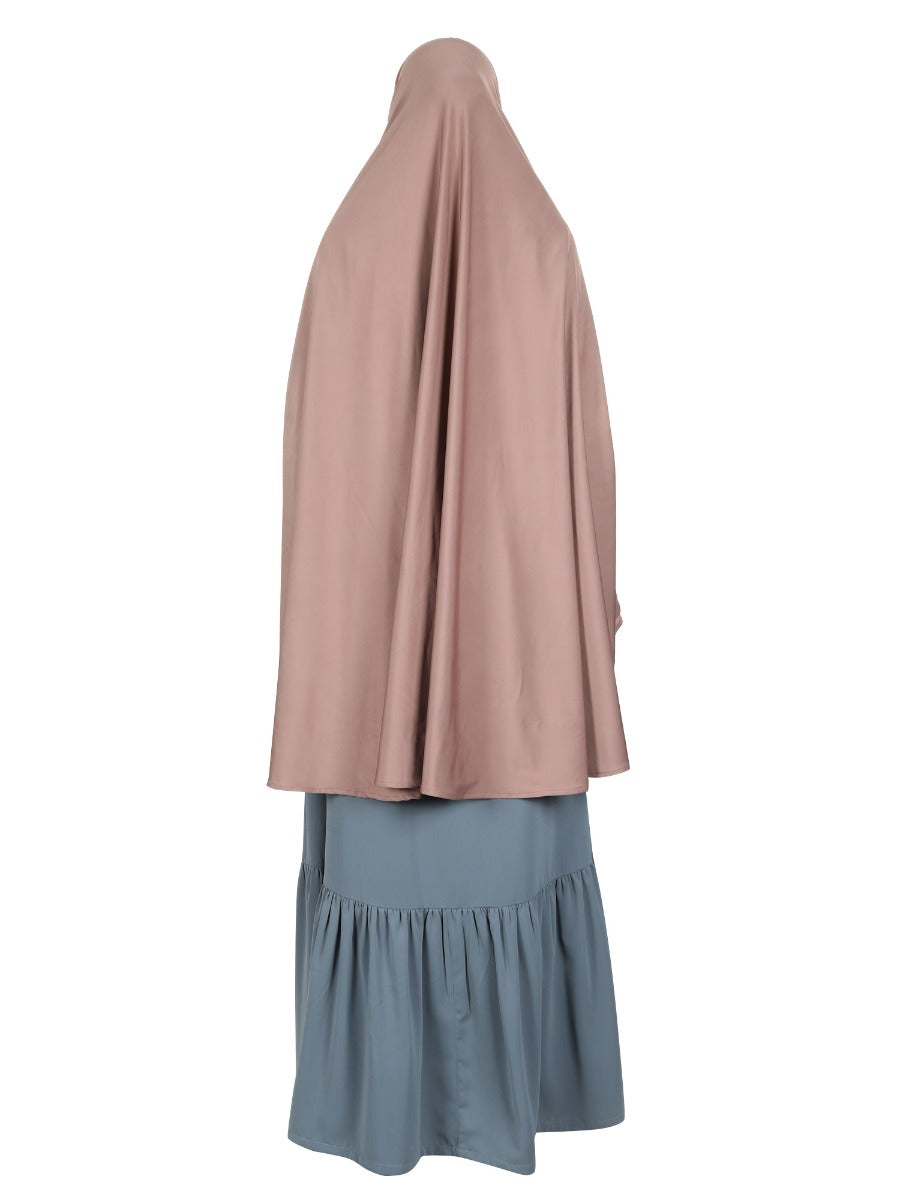 Stylish Brown Khimar with sleeves Brown