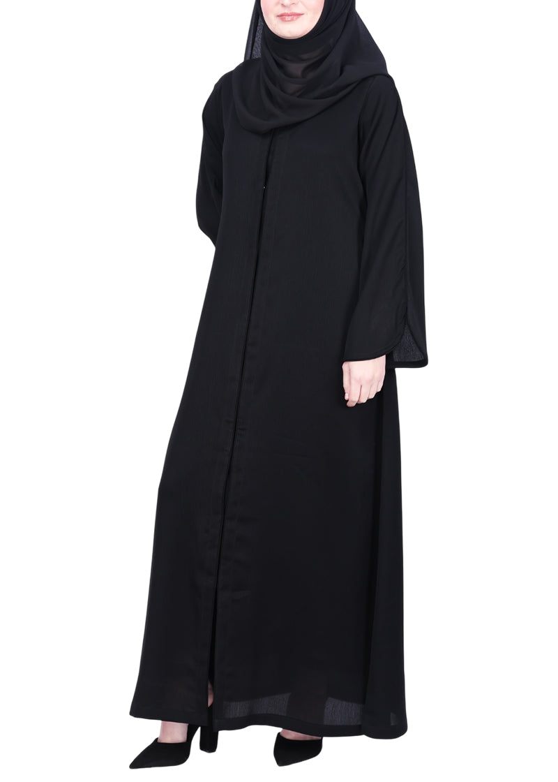 Being Muslims Minimalist Piping Abaya Black
