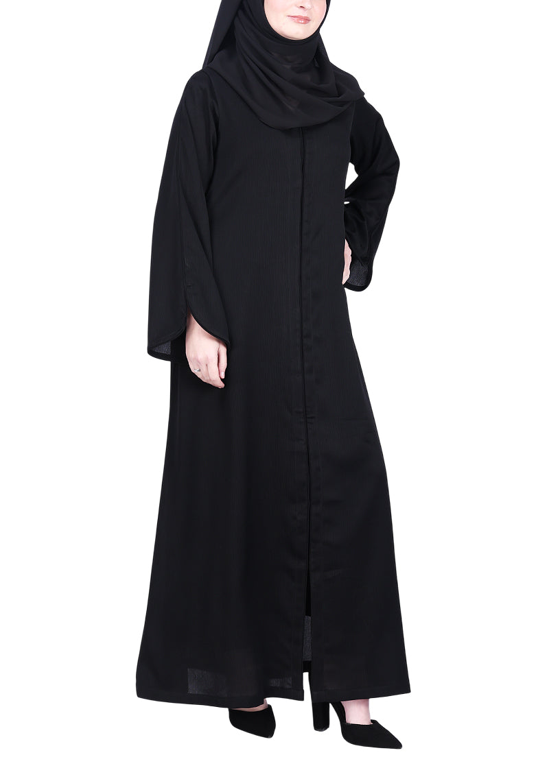 Being Muslims Minimalist Piping Abaya Black