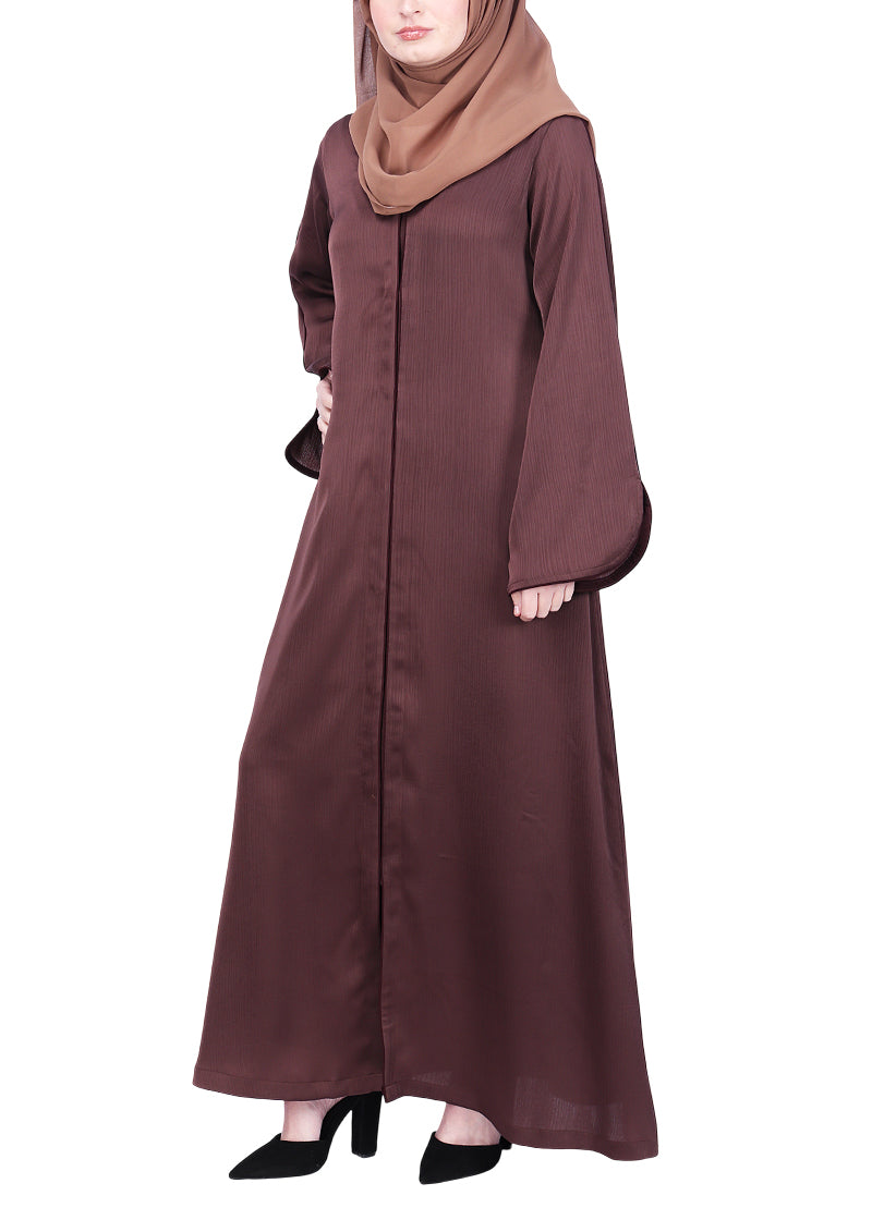 Being Muslims Minimalist Piping Abaya Dark Brown
