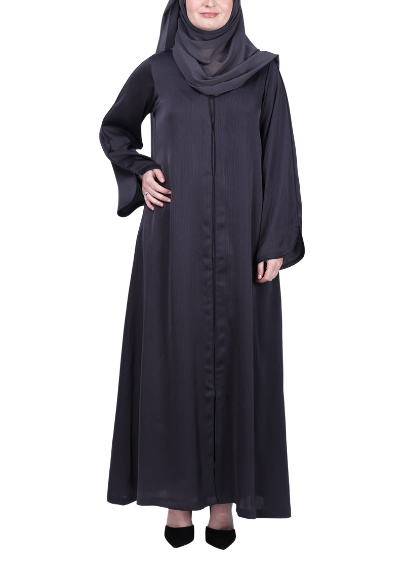 Being Muslims Minimalist Piping Abaya Dark Grey