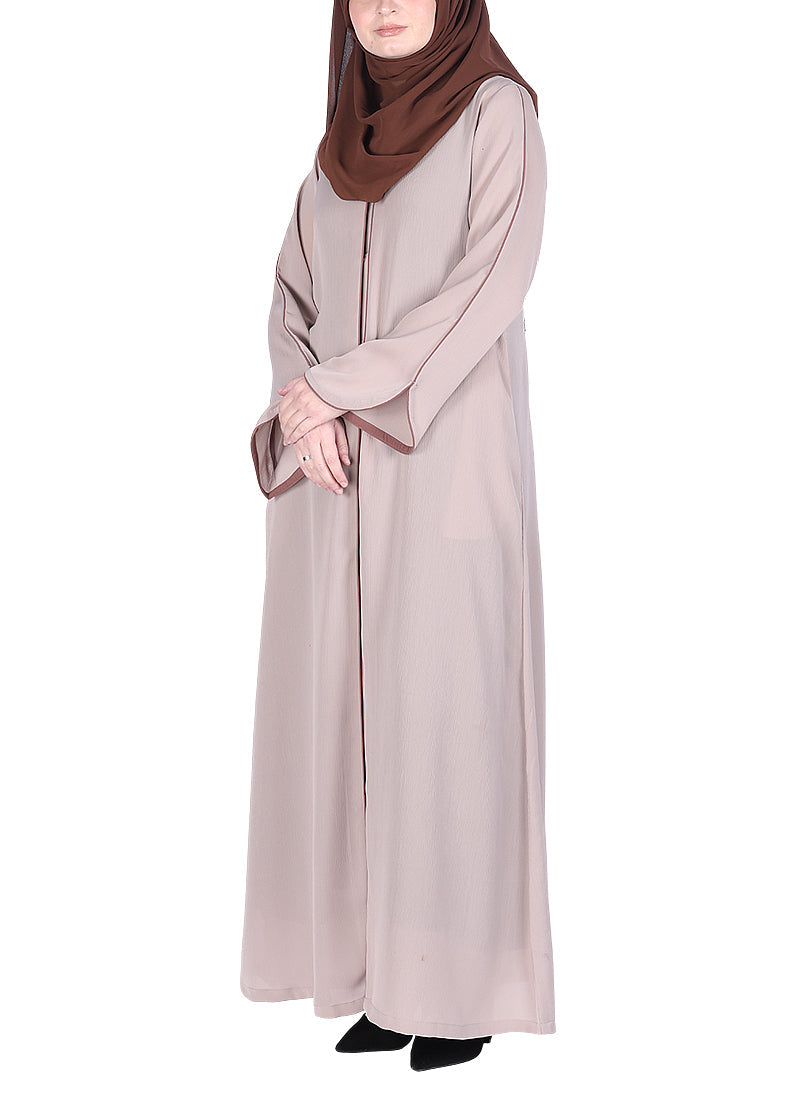 Being Muslims Minimalist Piping Abaya Light Beige