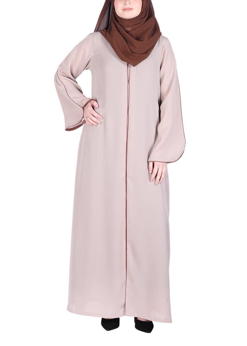 Being Muslims Minimalist Piping Abaya Light Beige