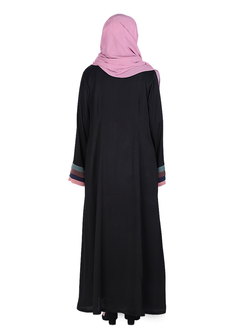 Being Muslims Multi Colored Layered Sleeves Abaya Black