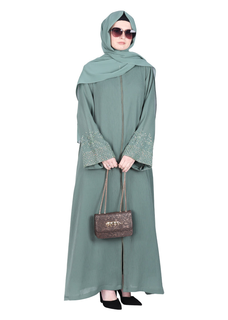 Being Muslims Starry Sleeves Luxury Abaya Mint