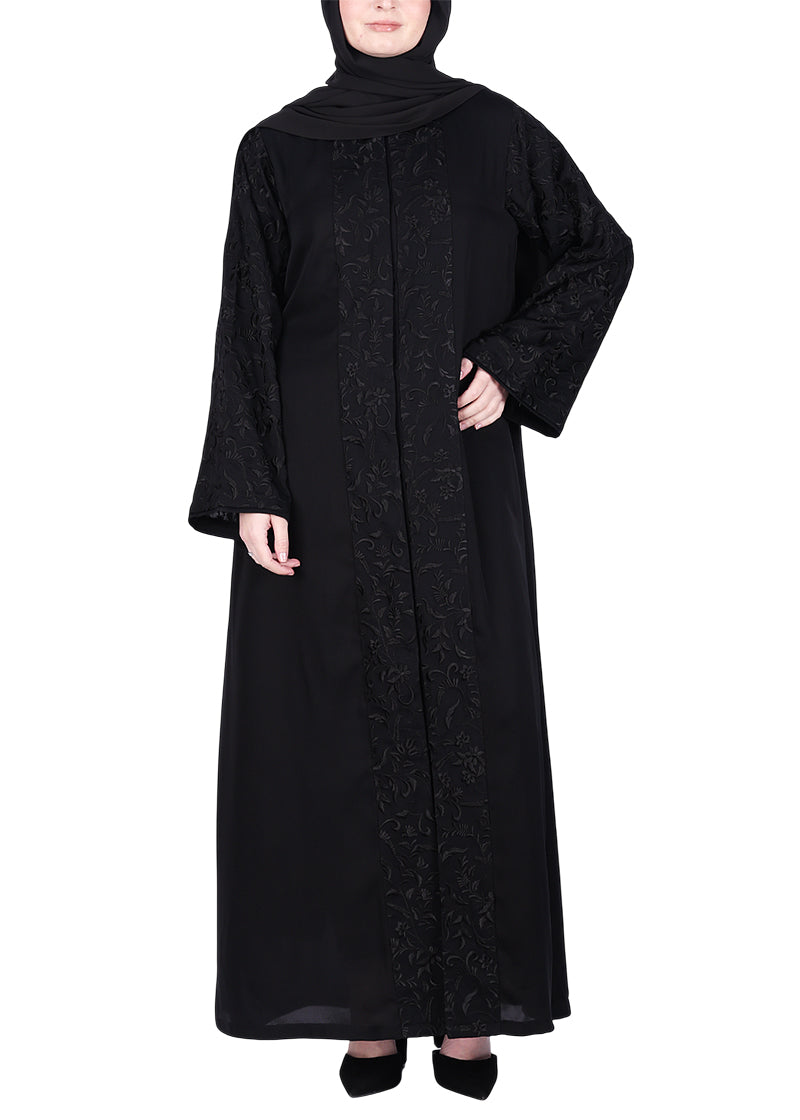 Being Muslims Abaya with Magnificent Rich Embroidery Black