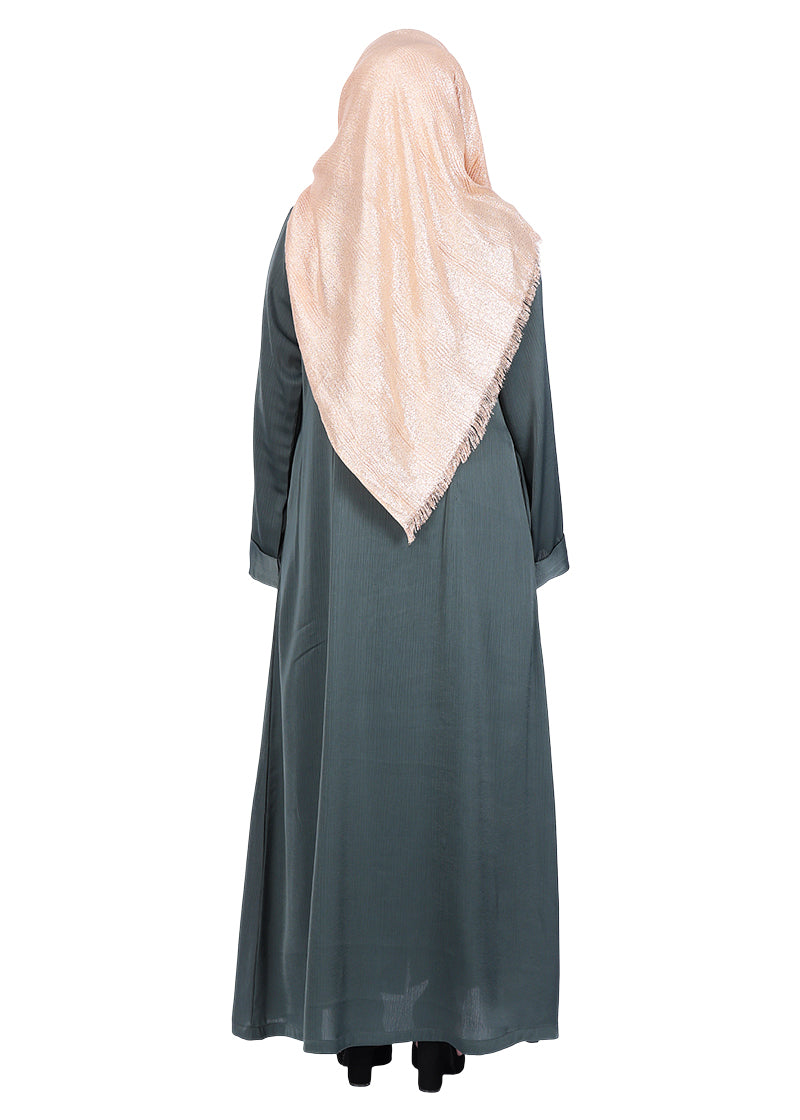 Being Muslims Simple n Stylish Front Open Abaya Green