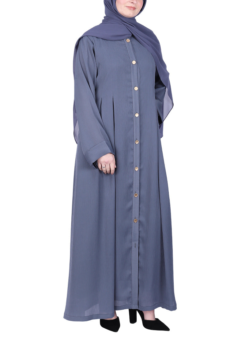 Being Muslims Simple n Stylish Front Open Abaya Light Grey