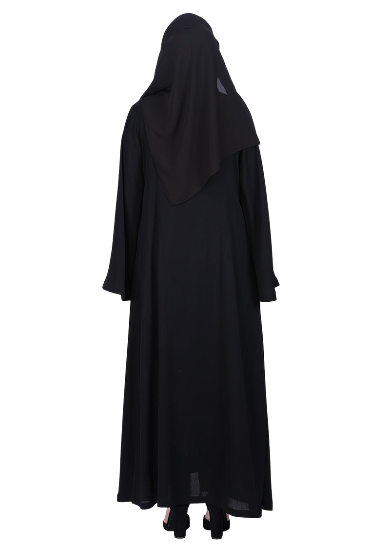 BeingMuslims Abaya with Designer Intricate Hand Embroidery Black