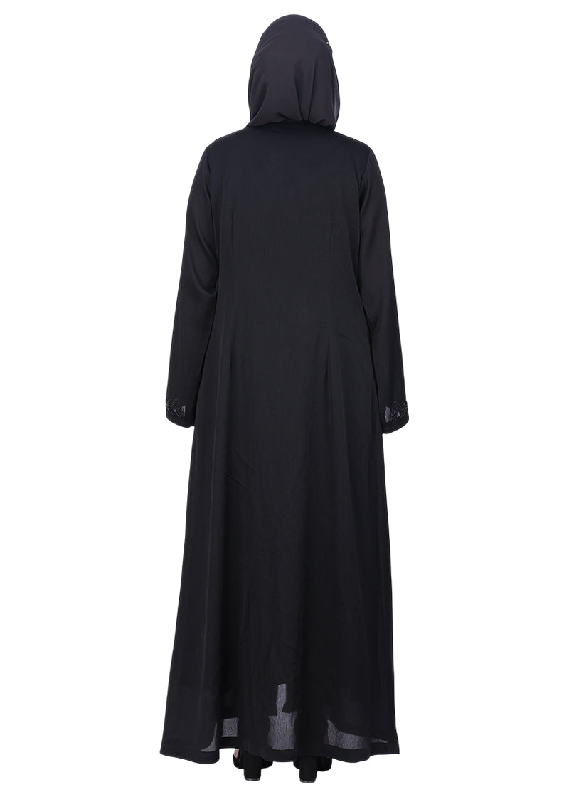 BeingMuslims Abaya with Rich Intricate Hand Embroidery Black